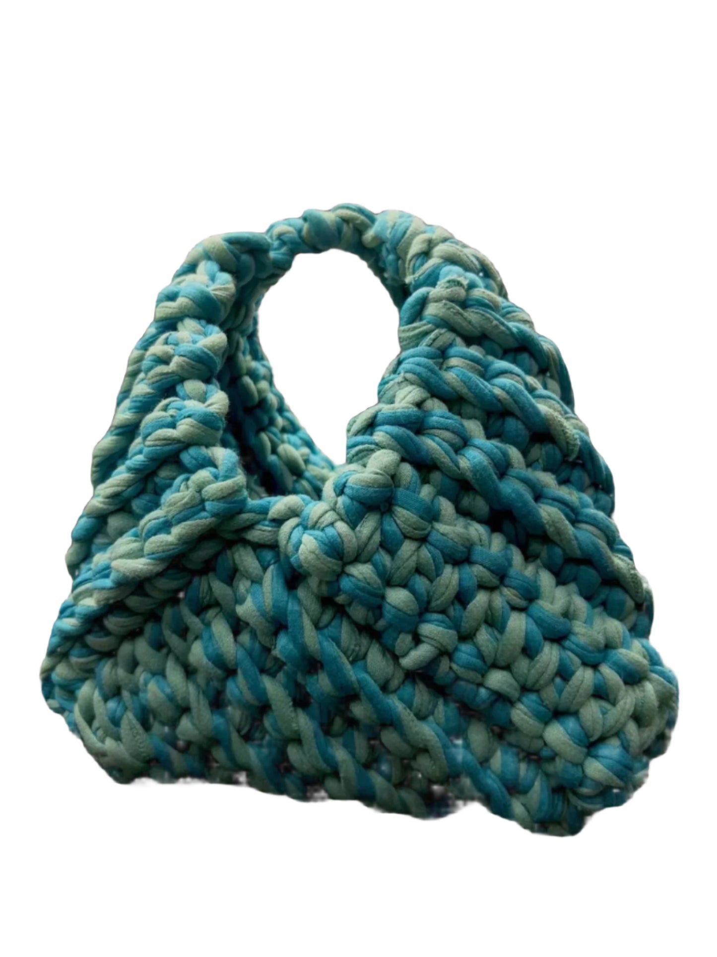 borsa nido uncinetto fettuccia Celeste