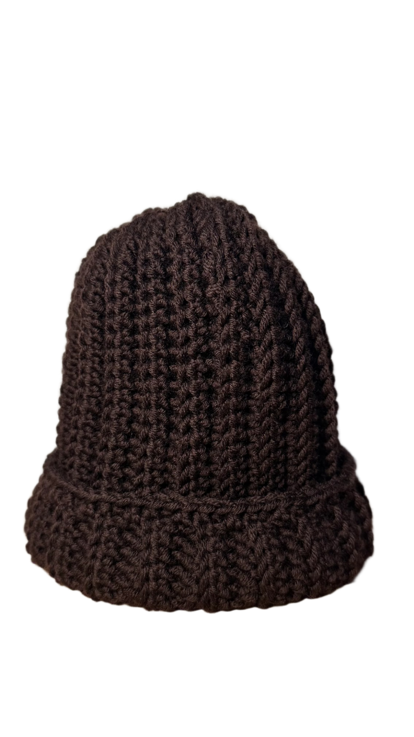brown winter hat crochet lana merino 100%