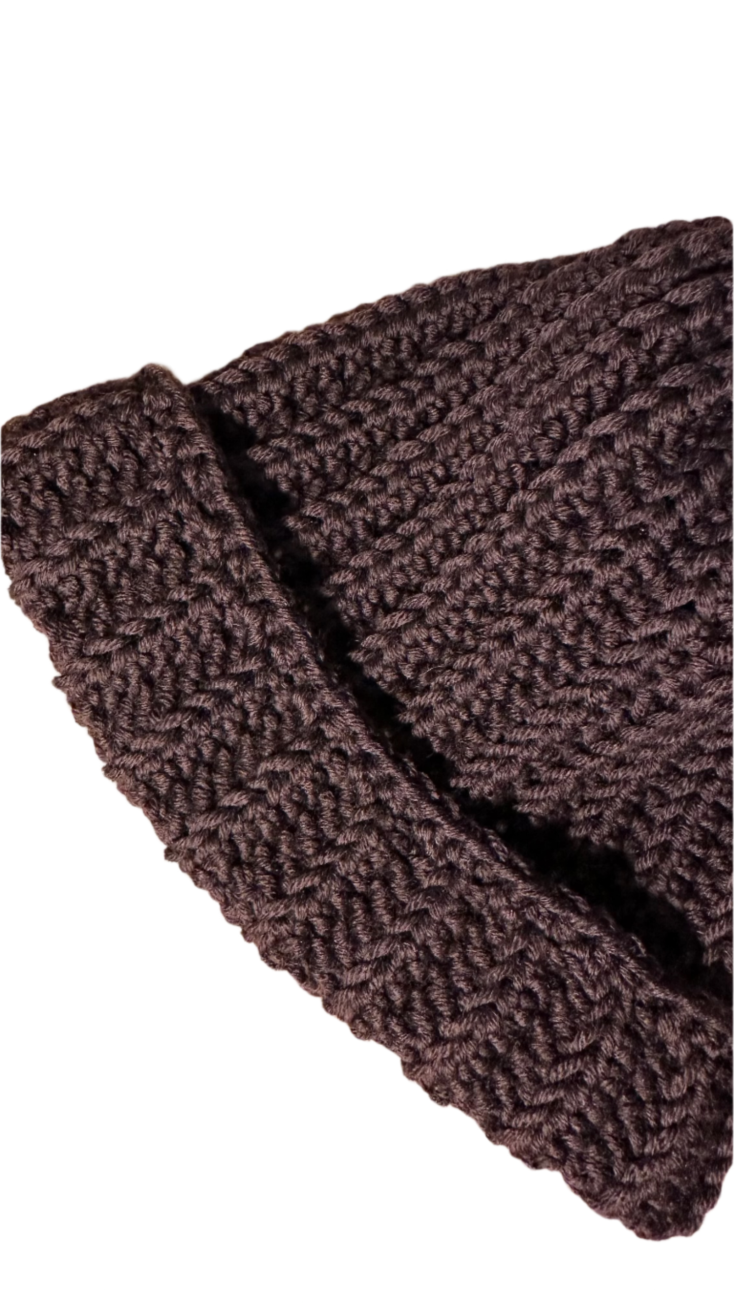 brown handmade crochet winter hat made of lana merino 100%