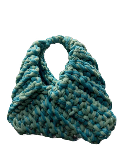 borsa nido uncinetto fettuccia Celeste