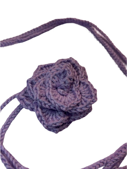 Choker collana rosa fatto a mano all'uncinetto