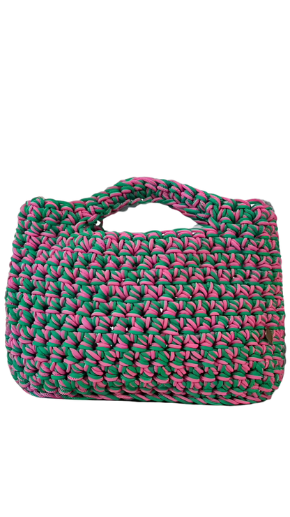 <img ="creaturina_bag.png" alt="Maggina mini bag rosa e verde">
