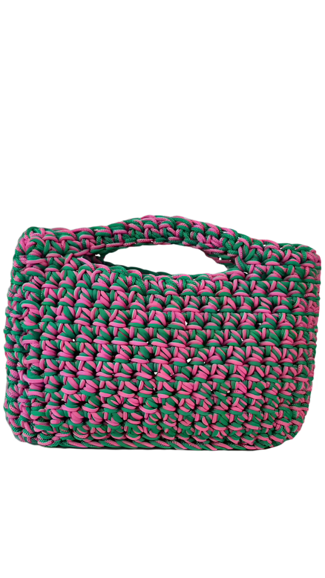 <img ="creaturina_bag.png" alt="Maggina mini bag rosa e verde">